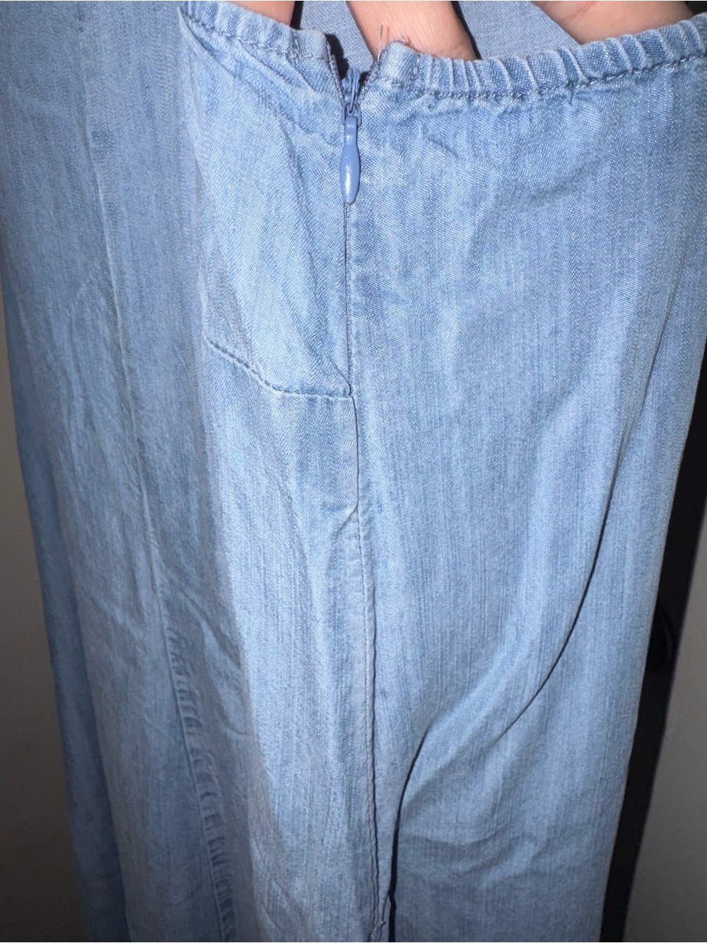 Lane Bryant Chambray Wide Leg Jumpsuit Distressed Fringed Hem Plus 22/24W - Picture 5 of 9
